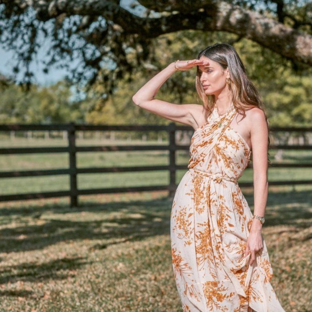 SOLD -JOIE ARNEY SILK FLORAL HALTER MIDI DRESS NWT - Picture 3 of 9
